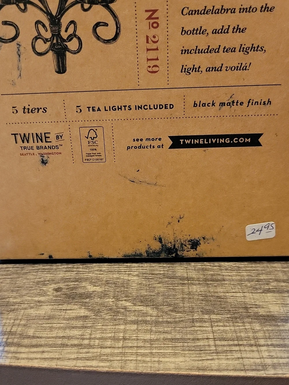 Boulevard Wine Bottle Candelabra,New W/ Tags,Black Matte Fin.,5 Tier